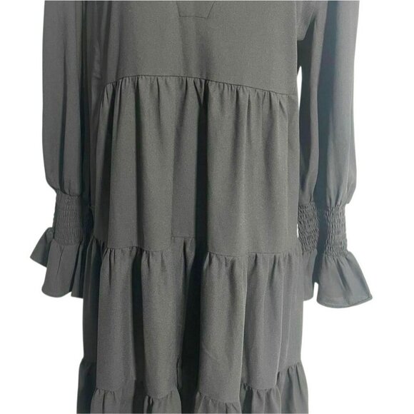 Tuckernuck Pomander Place Size Medium Black Dress Long Sleeve Crepe Kenzo - Picture 4 of 9